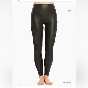 SPANX Black Faux Leather Moto Leggings
